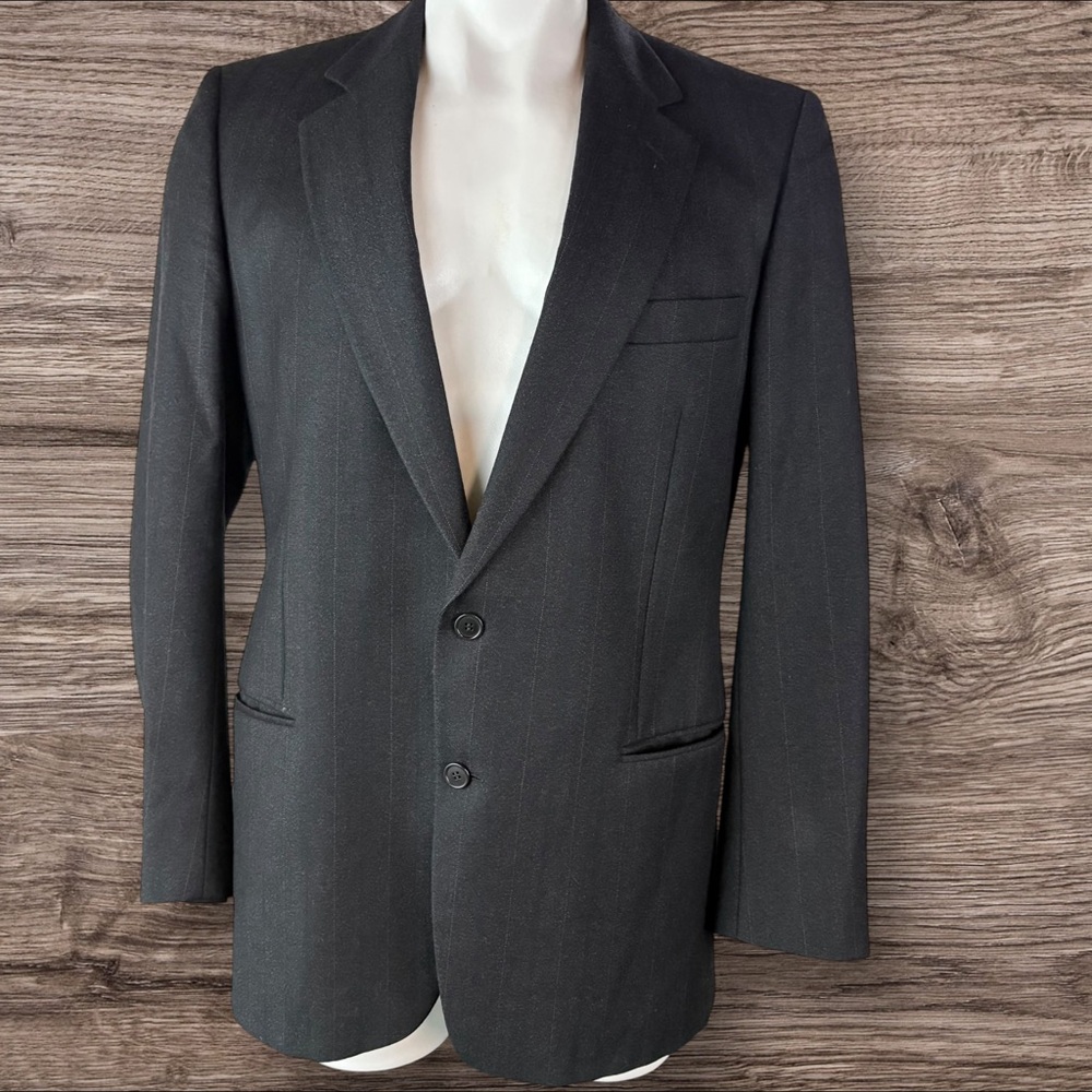 VINTAGE Gian Giacomo Soleri Suit Mens 41L Black Virgin Wool Made in Italy